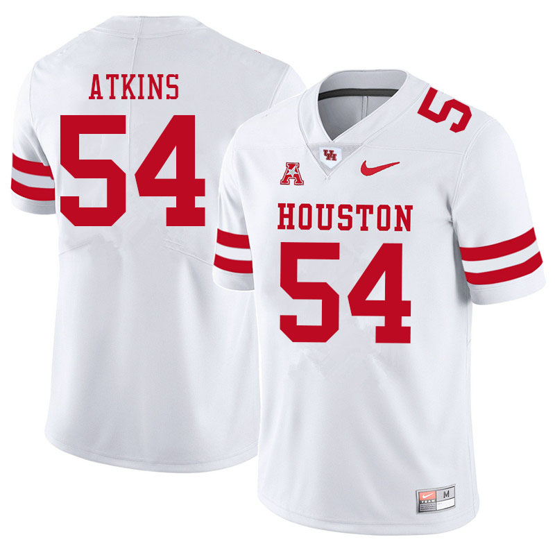 Men #54 Joshua Atkins Houston Cougars College Football Jerseys Sale-White - Click Image to Close